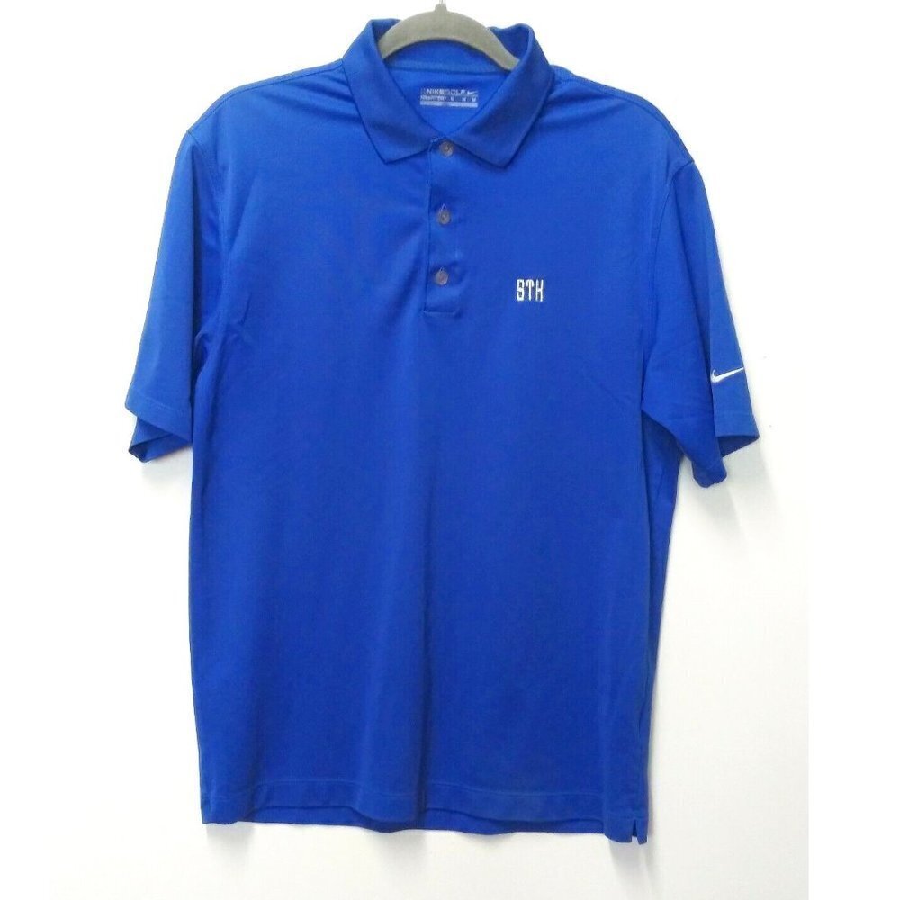 NIKE GOLF POLO SHIRT Mens NIKE FIT DRY Sz M Blue Collared Athletic short sleeve